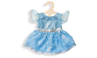 Kleid Eis-Prinzessin, klein hellblau-glitzer, Puppengrösse 28-35 cm