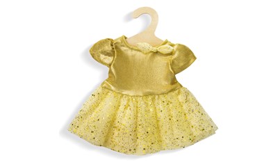 Kleid Sterntaler, gross hellgelb-glitzer, Puppengrösse 35-45 cm
