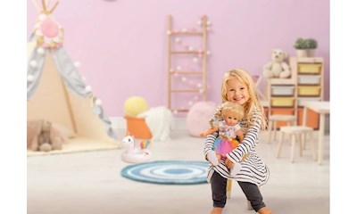 Kleid Einhorn gross für Puppen von 35-45 cm, mit Regenbogen-Tüllrock