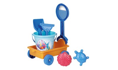 Sandwagen 6tlg. gefüllt Wagen, Eimer, Schaufel, Rechen und 2 Förmchen, 30x22x27c
