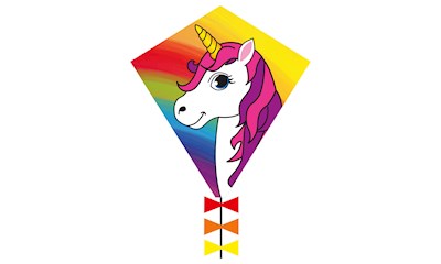 Drachen Eddy Unicorn 45x50 cm, ab 5 Jahren, inkl. Griff mit 25 m Schnur