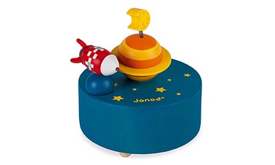 Spieldose Rakete mit Musik aus Holz