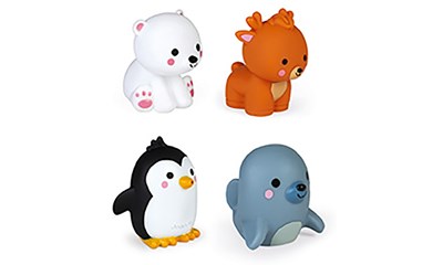 Badespielzeug 4 Polartiere Eisbär, Pinguin, Seehund, Hirsch