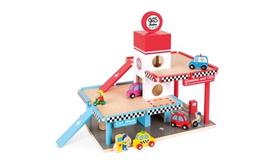 Autogarage 8 Accessoires aus Holz Washservice, Tankstelle, 57.6x31.2x44.1