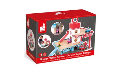 Autogarage 8 Accessoires aus Holz Washservice, Tankstelle, 57.6x31.2x44.1