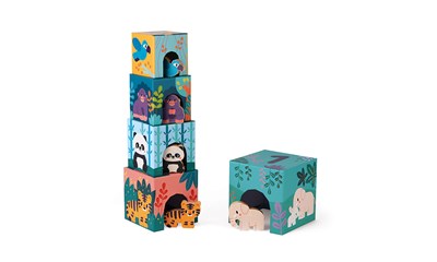 WWF Stapelpyramide Tiere mit 5 Holzfiguren, FSC