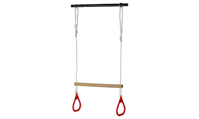 Holztrapez mit Ringen Trapez, 2 Ringe aus Kunst- stoff, ab 3 Jahren