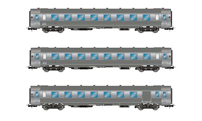 SNCF 3-teil. Set Set DEV Personenwagen Inox 2x B8myfi + A6Dzmyi luggage Ep. III