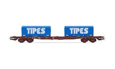 SNCF 4-achsiger Containertragwagen S70 beladen mit