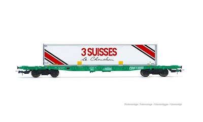 SNCF 4-achsiger Containerwagen S70  mit Wechselbehälter 3 SUISSES  Ep. IV