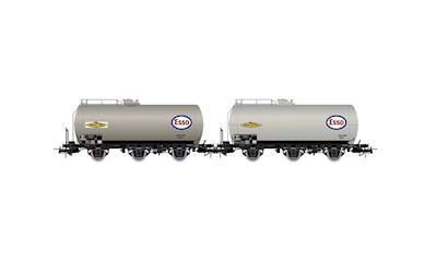 SNCF 2-teiliges Set 3-achsiger Kesselwagen ESSO silber Ep. III