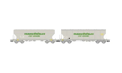 SNCF 2-teiliges Set Getreidesilowagen Transcéréales /CAF Grains mit flachen