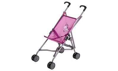 Puppenbuggy Sim Einhorn pink 42x27x55 cm, Schiebehöhe 55 cm, ab 2+