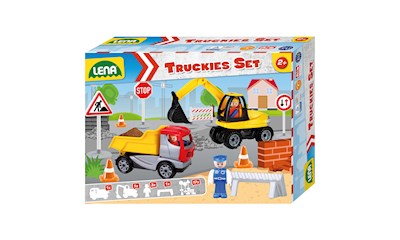 Truckies Set Baustelle Kipper 22 cm, Bagger 25 cm, Figur, Zubehör, ab 2 Jahren