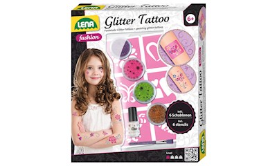 Glitter Tattoo Körperglitzer in 4 Farben, inkl. Schablonen, ab 6+