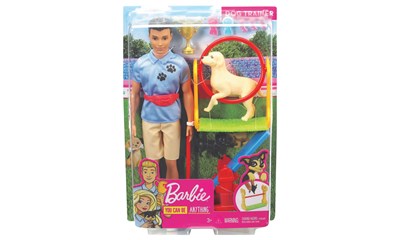 Barbie Ken Hundetrainer Spielset, Puppe, Hunde, Agility-Zubehör, ab 3 Jahren