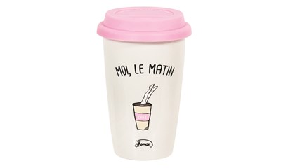 Mug take away rose moi le matin