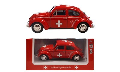 VW Käfer Switzerland 11.5cm mit Rückzugfunktion, Türen zum Öffnen I Love Switzer