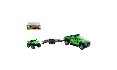 SUV mit Anhänger 29cm + Quad mit Licht und Sound inkl. Batterien