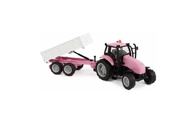 Die Cast Traktor mit Anhänger pink, mit Licht und Sound