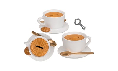 Spardose Kaffeetasse aus Polyresin ca. 14x9cm