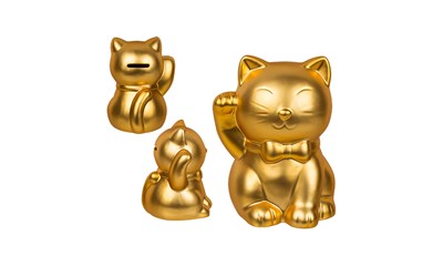 Spardose Goldene Glückskatze aus Keramik, ca. 15x12cm