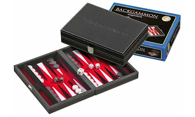 Backgammon - Tinos - klein - rot - Kunstleder - magnetisch **