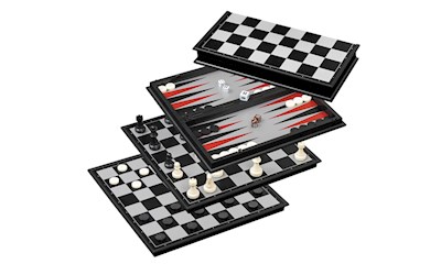 Schach-Backgammon-Dame-Set - Feld 37 mm