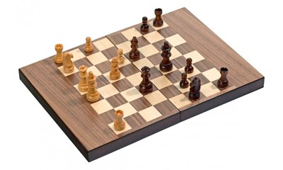 Schach-Backgammon Walnuss - Feld 32 mm, Magnetverschluss