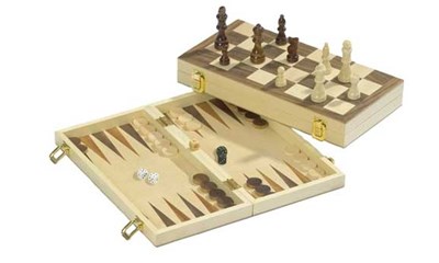 Schach-Backgammon-Dame-Set - Feld 40 mm