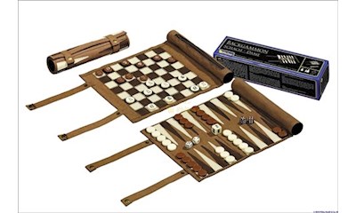 Reise-Schach-Backgammon-Dame-Set, Kunstleder
