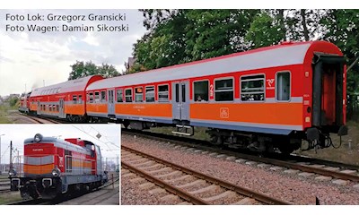 S-Set Diesellok Sm42 +1x Doppelstockwg. + 1x 120A Personenwg. Polregio A-Gleis &