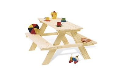 Kindersitzgruppe Nicki für 4 natur, 2 Bänke mit 1 Tisch