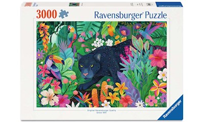 Panther im blühenden Dschungel