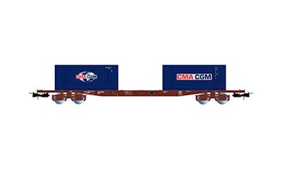 D-ERR 4-achs. Flachwagen Sgnns mit Cont. CMA CGM
