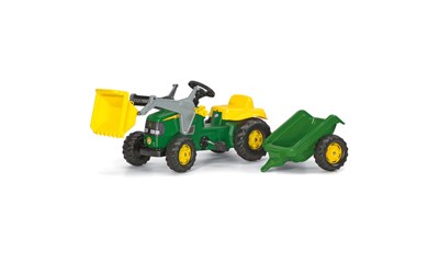 John Deere mit Lader und Anhänger