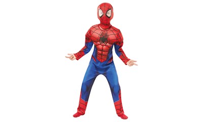 Spider Man Deluxe, Gr.M Overall mit Kopfhaube, 100% Polyester, 5-6 Jahre