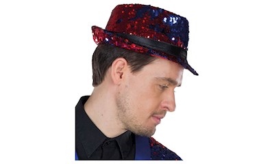 Hut Fedora blau / rot Wendepailetten