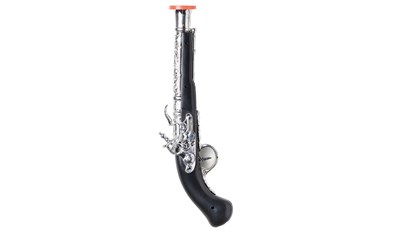 Piraten Pistole 35 cm, schwarz-silber, Kunststoff