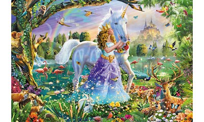 Prinzessin mit Einhorn und Schloss