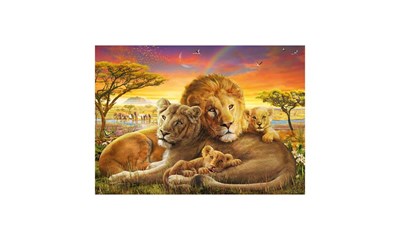 Kuschelnde Löwenfamilie