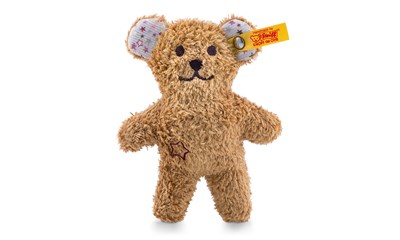 Mini Knister-Teddybär mit Rassel, braun 11cm