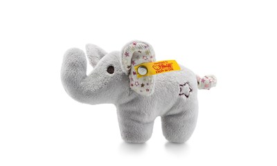 Mini Knister-Elefant mit Rassel, grau 11cm