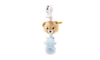 Schlaf-gut-Bär Kinderwagenspielzeug beige/blau 20cm