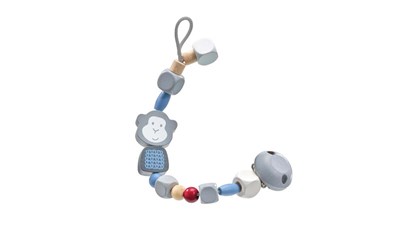 Schnullerkette Äffchenglück blau 22cm
