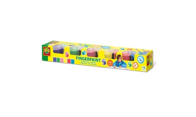 SES Fingerfarben 6 Stück ca. 120 ml: Gelb, Pink, Rot, Lila, Blau, Grün 