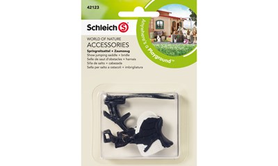 Springreitsattel und Zaumzeug schwarz