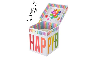 Geburtstagsbox mit Musik und Kerze