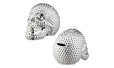 Spardose Totenkopf silber 17x12x11cm