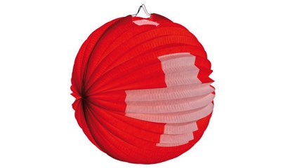 CH-Ballonlampion 25cm rot, mit CH Kreuz